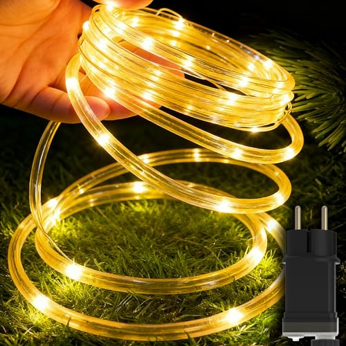 YRHome 50m 500LEDs Lichterschlauch mit Stecker Schlauch Außen mit Timer 8 Modi & Dimmbar IP44 Wasserdicht Dekolicht Warmweiß für für Innen Außen Party Weihnachten Garten Terrasse Deko
