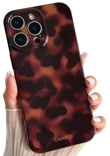 TQLGY for iPhone 16 Pro Max Case, Cute Tortoise Shell Leopard Brown Amber Phone Case Soft TPU Slim Shockproof Protective Cover