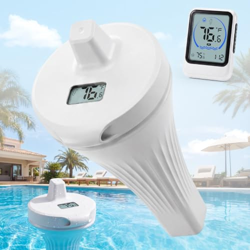 Snorthy Thermomètre de Piscine Flottant Sans Fil avec Ecran Thermomètre Piscine Flottante Étanche IP68 Thermomètre de Piscines Numérique pour piscines, baignoires, bassins, aquariums