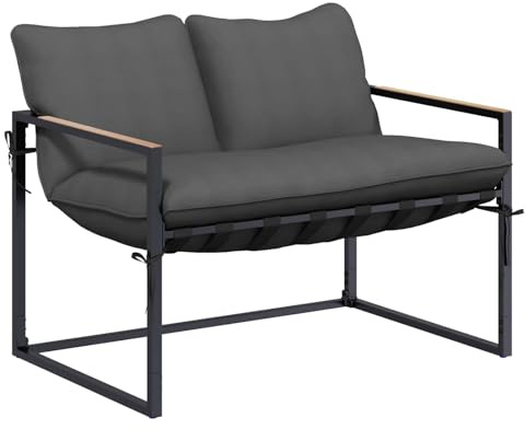vidaXL Gartensofa-Set Schwarz und Anthrazit Stahl
