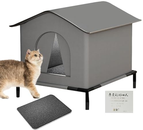 Cat Shelter Foldable Insulated Warm Pet Cave Winter Tent Bed | Outside Cat House Weatherproof With Mat And Doors Warm Animal Foldable Nest Tent for Yard, Porch, Patio, Lawn, Backyard