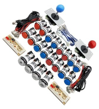 CYDZSRA Kit de botones y joystick arcade para máquina de juegos con placa USB para 2 jugadores, kit de botones y joystick arcade para Android.