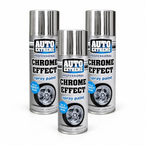 Auto Extreme Chrome Effect Spray Paint 400ml, Metallic Aerosol for Car Wheels, Alloys, Trims, Bikes, Interior & Exterior Surfaces (3, 400ml)