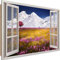 Wandbild XXL Fensterblick Deko Kunst Bilder Berge Wiese mehrfarbig 120x80 cm