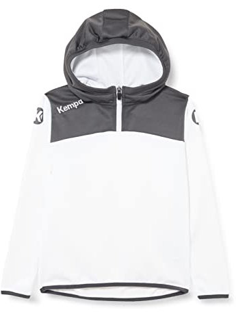 Kempa Kinder Emotion 2.0 Quarter Zip Hoodie Sweatshirt, weiß/Anthra, 164