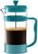 KICHLY 1000ml Cafetiere 8 Cup French Press Coffee Maker, Coffee Press and Tea Maker with Triple Filters, Heat Resistant Borosilicate Glass Caffettiere with Steel Plunger (1.0Ltr, Aqua, 1 Piece)