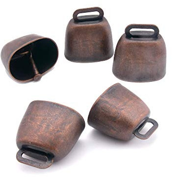 Fatiya Kupferglocken mit grasenden Kupferglocken, Metall-Kuhglocken für Hunde, laute Bronzeglocke, kleine Messingglocke, für Kuh, Pferd, Schaf, Katzen, kleine Haustiere, Anti-Diebstahl-Zubehör