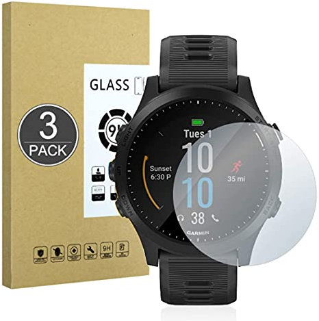 E-Hamii [3 Piezas Vidrio Templado Inastillable 9H Compatible con Garmin Forerunner 945,Protector de Pantalla[Cristal HD Claro]de 0.33 mm para Garmin Forerunner 945
