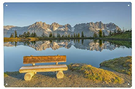 artboxONE Metall-Poster 40x60 cm Natur Lieblingsplatzl Wilder Kaiser von Künstler Michael Valjak