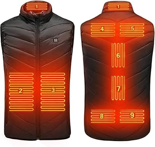 Heated Body Warmer Ladies Men, Heated Vest USB Rechargeable Electric Winter Heated Jacket, Warm Lightweight Heated Gilet with 9 Heating Zones for Outdoor Skiing Motorbike(No Power Bank)