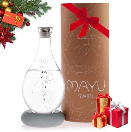MAYU Carafe à eau structurée tourbillon – Technologie innovante Vortex soufflée à la main – Filtre à osmose inverse – Distributeur d'eau d'aération – 1,5 litre | 1,5 l | Carafe en verre de salle à