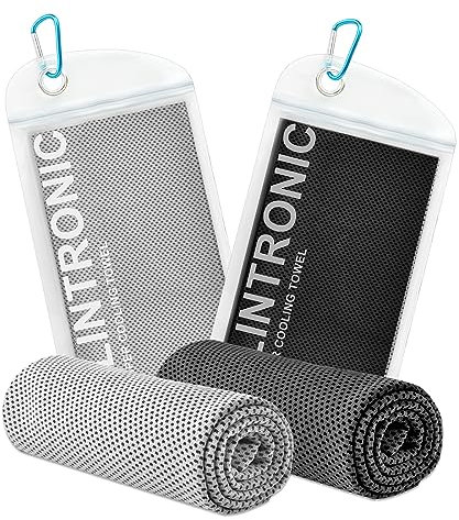 Flintronic Kühlendes Handtuch, Kühltuch Set, 2 Stück 120x30 cm, Mikrofaser-Handtuch, Cooling Towel, Eishandtuch, Schnell Trocknendes Eishandtuch für Golf, Reisen, Fitnessstudio, Wandern, Yoga, Workout