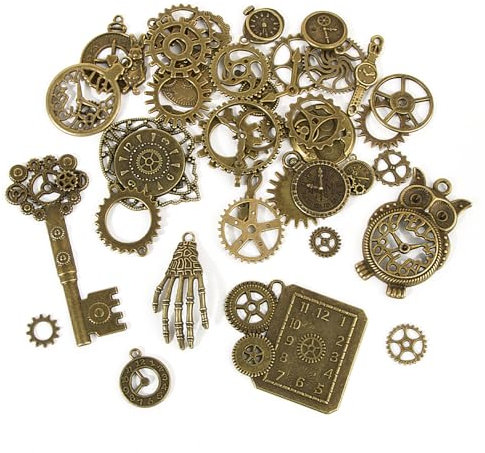 BOFUNX 42 Stücke Zahnrad Anhänger Armbanduhr Charms Steampunk Deko Basteln DIY Steampunk Accessoires Schmuckherstellung