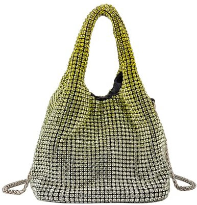 MOISTRI Strass Geldbörse funkelnde Beuteltasche Diamant Geldbörsen für Frauen Abend Abschlussball Strass Handtasche Hobo Tasche Hochzeit Gradient Gelb