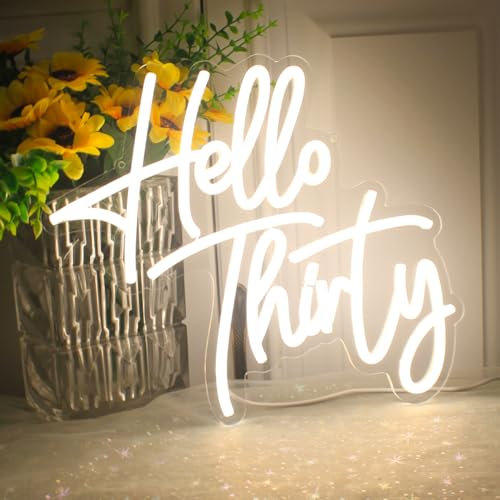 Hello Thirty Neonschild, LED-Neonschilder für den 30. Geburtstag, Party-Dekoration, Gastgeschenke, Neonlichter für Paare, Jubiläum und Geburtstagsparty-Dekoration