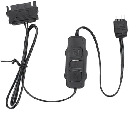 ARGB Controller, 5V 3 Pin ARGB Product to SATA Power Supply Controller Portable Light Stripe Remote Controller for PC Fans Coolers DIY ARGB Devices (Black)