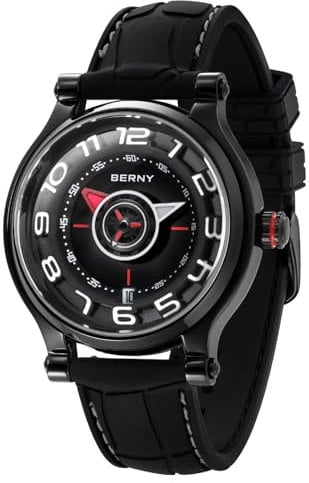 BERNY Mechanische Uhr für Männer Automatikuhren Super Leuchtkompass Zifferblatt Cool Armbanduhr Mode Uhren Saphirglas 5ATM Wasserdicht