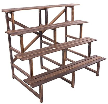 Plant Stand Plant Stand Rustic Flower Pot Holder Wooden Plant Trellis 3/4 Tier Garden Planter Display Ladder Gardener Storage Shelves Rack Herb Simple Retro Balcony Planter Easy To Install Display Ra