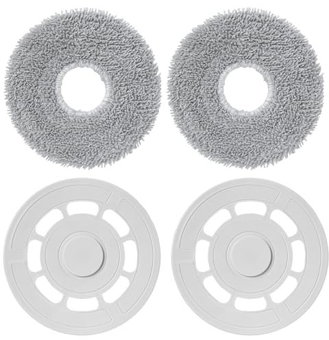 Heykewi Lingettes avec support de rechange pour Roborock Qrevo Master/Qrevo S/Qrevo Pro/Qrevo Plus/Qrevo Maxv/Qrevo Slim aspirateur robot Accessoires, 2 supports de chiffon + 2 chiffons