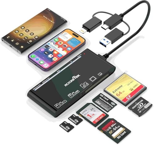 7-en-3 USB C USB 3.0 Lightning Multi Card Reader Universal Memory Card Adapter Hub pour iPhone, iPad, MacBook, Samsung Support SD,CF,Micro SD, XD, MS,TF Compatible avec Windows,Mac OS, iOS