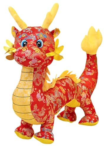 Veesper Dragon en Peluche 8,3 Pouces Traditionnelles brodées PP Coton Chinois Dragon moelle