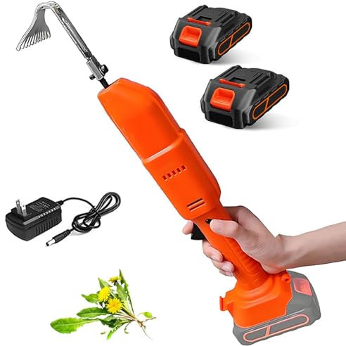 Binette de Jardin Électrique Sans Fil, Cultivateur à Lame en Acier au Manganèse 2500RPM avec 2 Batteries, Outil Sarcleur Léger pour Ameublir le Sol, Plates-Bandes, Jardins Potagers et Jardins Partagés