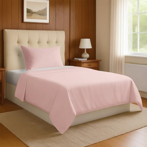 Pizuna Bettwäsche 155x220 + 40x80 Hellrosa 800 Fadenzahl | 100% Langstaple Baumwolle Bettbezug und Kissenbezug, Mako Satin 2-Teilig Bettwäscheset 155x220 + 40x80 Hellrosa Mako Satin