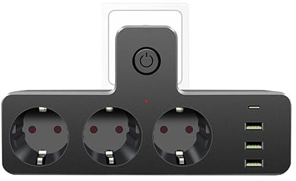 Outlet Extender, 3 Wechselstrom -Outlets,steckeradapter mit Schalter,3 USB, 1 Typ C Port, Multi -funktionaler Stromstreifen, für Büro, Hause, Reisen