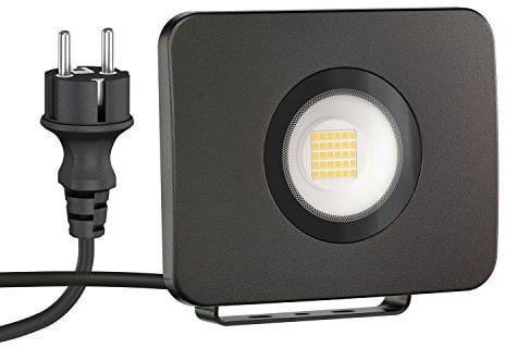ledscom.de LED Gartenstrahler WEGA für außen, IP44, Stecker, schwarz, 29,6 W, 2361lm, warmweiß
