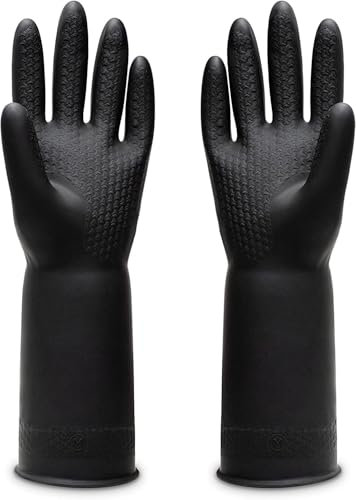 UXglove guanti resistenti agli agenti chimici impermeabili per pulizia sicurezza e lavoro guanti resistenti colore nero Medium