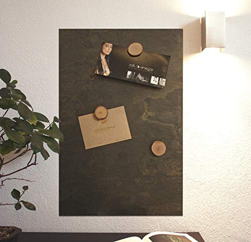 Magnettafel Echt Schiefer 4 In 1 (Magnetwand+Kreidetafel+Pinnwand+Wandbild) Naturstein Magnetboard inkl 1x Steinmagnet und 1x Kreidestück Größen 30x60cm, 40x60cm, 80x60cm(Green Inferno, 80cm x 61cm)