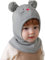 Magracy Baby Kleinkind Kinder Wintermütze mit Kapuze und Fleecefutter, Strickmütze, Schal mit Ohren (DE/NL/SE/PL, Alphanumerisch, M, Grau)