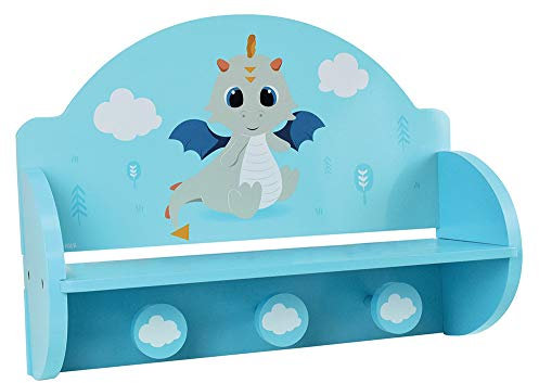 FUN HOUSE 713338 Leon Le Dragon Etagère Porte Manteau pour Enfant H.33 X L.45 X P.14 cm, PM