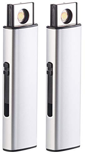 PEARL Sturmfeuerzeug USB: 2er-Set elektronische Akku-USB-Feuerzeuge, Glühspirale, windgeschützt (Stick als Feuerzeug, aufladbar, Benzinfeuerzeug)