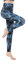 FLYILY Damen Yoga Leggins Frauen High Waist Prägedruck Slim Fit Fitnesshose Lange Sportleggins Stretchhose(7-BlueLeaf,S)