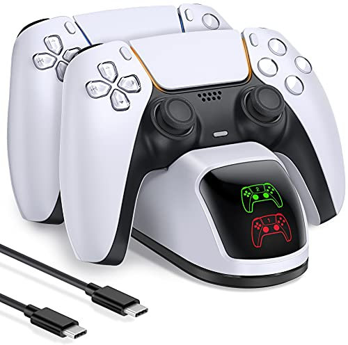 HELLCOOL Ladestation für PS5 Controller, Ladestation 2 Std Schnelllade mit EU Netzteil LED Anzeige für Playstation 5 Ladestation, PS5 Controller Ladestation Ladegerät für DualSense Wireless Controller