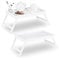 Set de 2 Bandejas de Bambú para la Cama con Patas Plegables, para Desayuno y Aperitivos, Sofá, 22 x 64 x 31 cm, Blanco