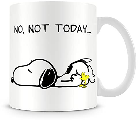 Giftme No Not Today Snoopy Dog Birthday, Christmas, Secret Santa Stocking Filler Coffee Tea Mug Unique 11oz White Ceramic Mug.