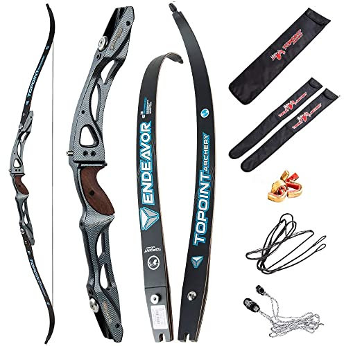SHARROW Bogenschießen Takedown Recurve Bogen ILF Wurfarme und Riser 66/68/70 Zoll Erwachsene Wettbewerb Bogen Recurvebogen Sportbogen Jagdbogen (68/44lbs, Karbon)
