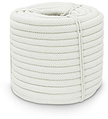Aoneky Geflochtenes Baumwollseil 10/14/16mm, 30-60M - Makramee-Baumwollschnur aus Naturfasern für Dekoration, Hängematte, Boot, Sport (14mm x15M)