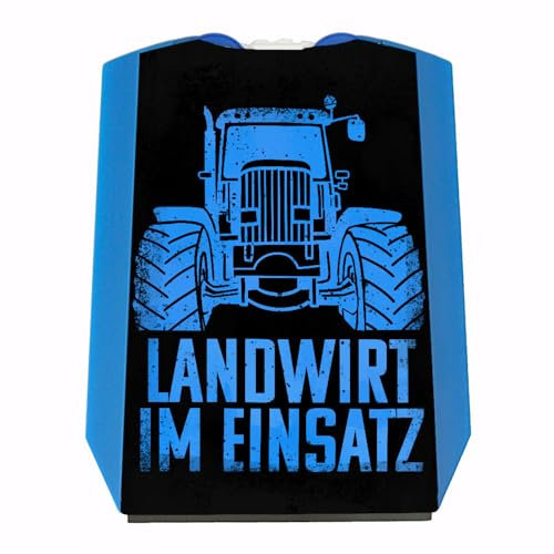 speecheese Landwirt im Einsatz Parkscheibe in blau mit 2 Einkaufswagenchips Parkuhr für den Traktor Traktorfahrer Bauern mit Trecker Motiv zulässig StVO witzig Spruch für Farmer Schlepper