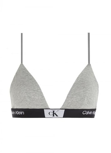 Calvin Klein Top Bikini a Triangolo Donna Unlined Triangle Coppe Morbide, Grigio (Grey Heather), XS