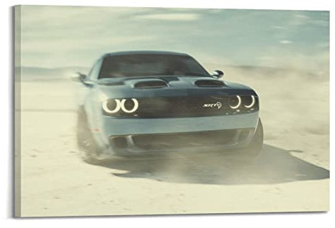 JUNNA Sportauto-Poster für Dodge Challenger SRT Hellcat Drift Racing Car Dekorative Malerei Leinwand Wand und Kunst Bild Familie Schlafzimmer Dekor 60 x 90 cm