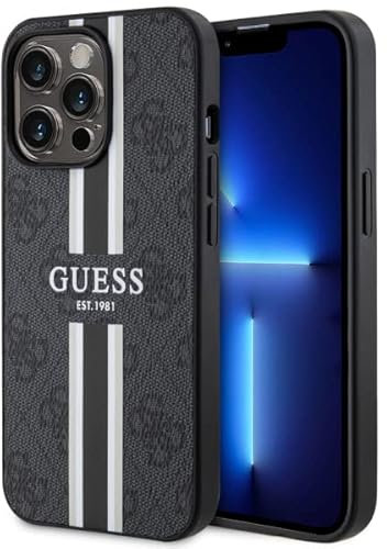 Guess GUHMP13XP4RPSK Case for iPhone 13 Pro Max 6.7 Inch Black Hard Case 4G Printed Stripes