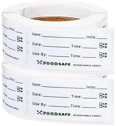 2 Rolls Dissolvable Food Label Rolls Easy Peel Off Frozen Food Labels Stickers No Sticky Residue for Refrigerator, Freezer, Jars Food Storage Labels, 600pcs(White)