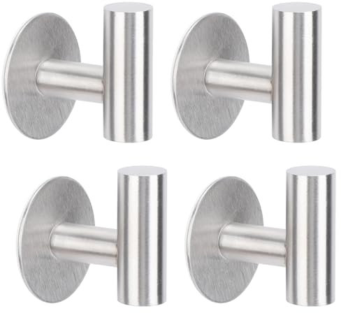 Segus Klebehaken, Haken Selbstklebend 4 Stück, Klebehaken Extra Stark, Selbstklebende Haken für Badezimmer und Küche, Haken Ohne Bohren (Silbrig)