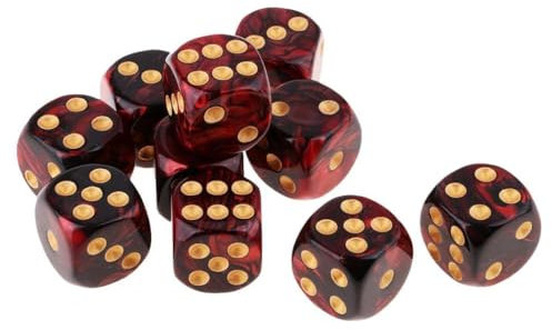 zalati Würfel 10 Stück Spiel Würfel Retro Farben Spiel Werkzeug für Erwachsene Spiele Spielen Geschenke Party – Rot & Schwarz