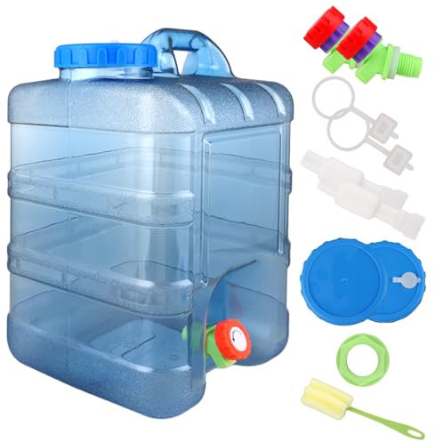 ASelected 15L Water Container with Faucet Portable Plastic Bucket with Faucet Camping Water Container Easy to Clean Ideal for Camping Party Van Emergencies