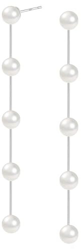 Boucles d'oreilles en perles pour femmes, boucles d'oreilles longues en argent sterling, boucles d'oreilles de style boho pour anniversaire de mariage
