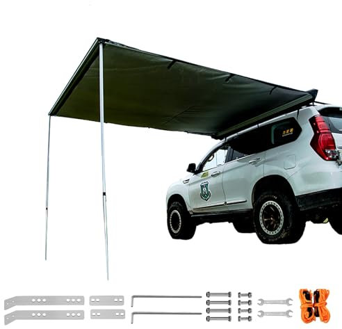 PQXQZ Auto Vorzelt, Auto Markise Camping, Ausziehbare Dachträger-Markise, Ideal für Camping, Offroad- und Outdoor-Reisen (Size : 200x300cm/6.6x9.8ft)